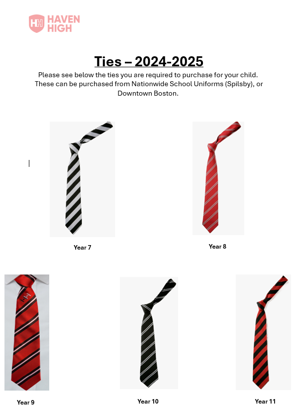 Image of the current school ties